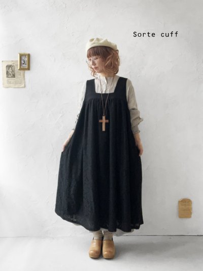 画像10: sorte cuff/レースギャザージャンパースカート・黒