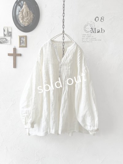 画像1: 08mab/シャーリング袖ピンタックブラウス・オフ