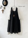 画像1: sorte cuff/レースギャザージャンパースカート・黒 (1)
