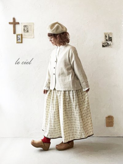 画像1: le ciel／ボタニカルプリントスカート・アイボリー