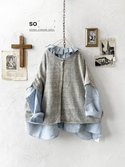 画像10: SO／フレンチリネン2wayドロップベスト・シルバーグレー