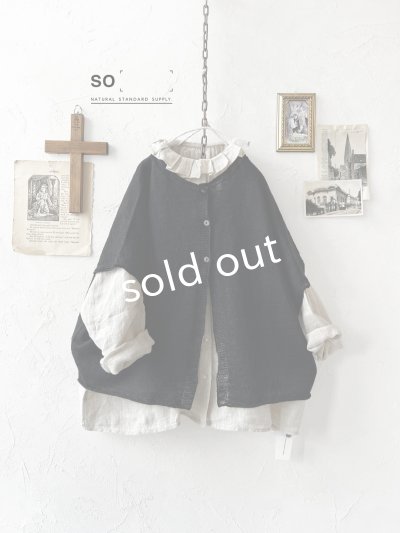 画像1: SO／フレンチリネン2wayドロップベスト・ブラック