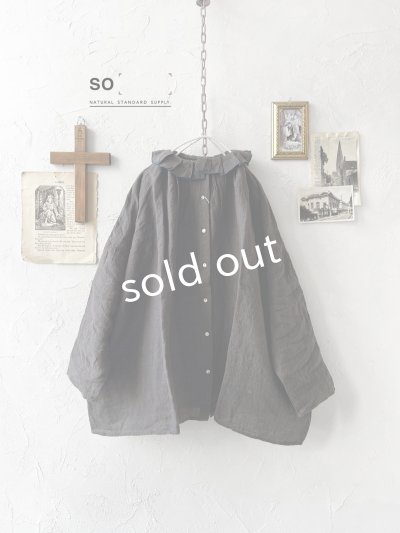 画像1: SO／タックフリル襟2wayブラウス・スミギンガム