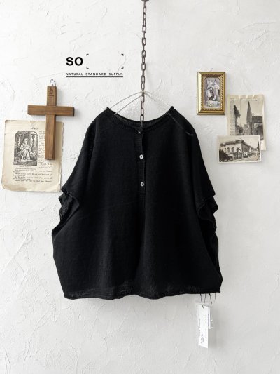 画像2: SO／フレンチリネン2wayドロップベスト・ブラック