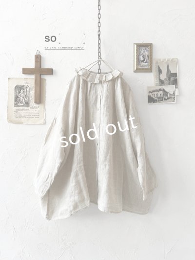 画像1: SO／タックフリル襟2wayブラウス・ナチュラル