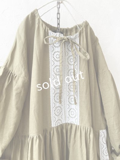 画像2: shizuka's／フロントりぼん刺繍レースワンピース・リーフ