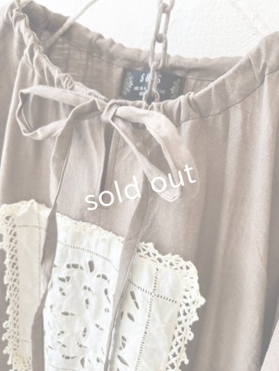 画像3: shizuka's／フロントりぼんアンティークレースワンピース・ココア