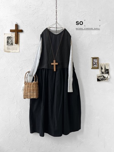 画像1: SO／ドッキングノースリーブワンピース・ブラック
