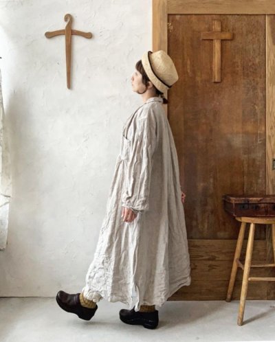 画像16: HALLELUJAH／1890's Bourgeron 羊飼いシャツワンピース・flax