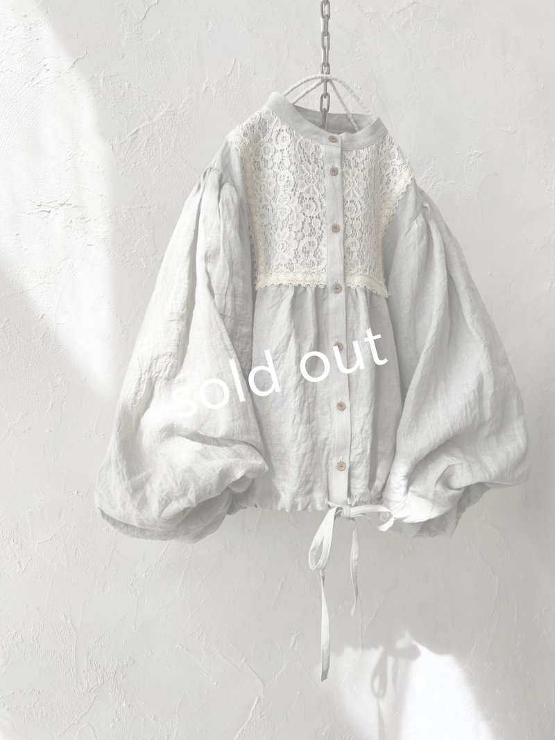 画像3: MARCHE' DE SOEUR／大きなバルーン袖のブラウス・うすグレーA (3)
