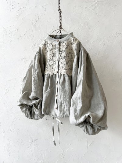 画像2: MARCHE' DE SOEUR／大きなバルーン袖のブラウス・うすグレーB