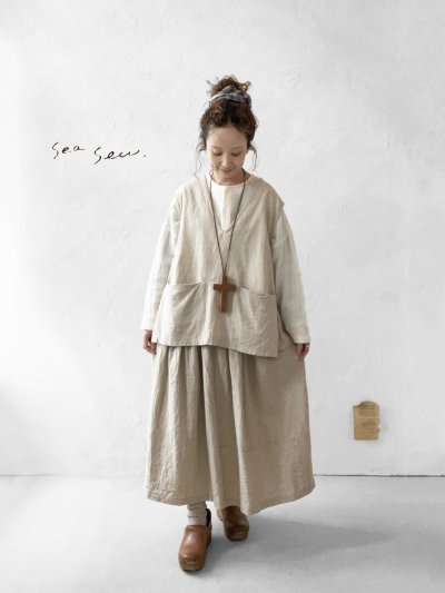 画像1: seasew.／702 ランダムギャザースカート・生成り