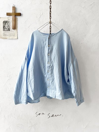 画像1: seasew.／301 ダブルガーゼブラウス・サックス