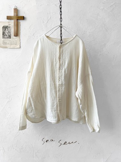 画像1: seasew.／301 ダブルガーゼブラウス・オフ