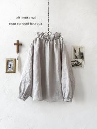 nous rendent heureux／りぼんフリル襟ブラウス・ライトグレー