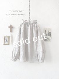 nous rendent heureux／りぼんフリル襟ブラウス・ライトグレー