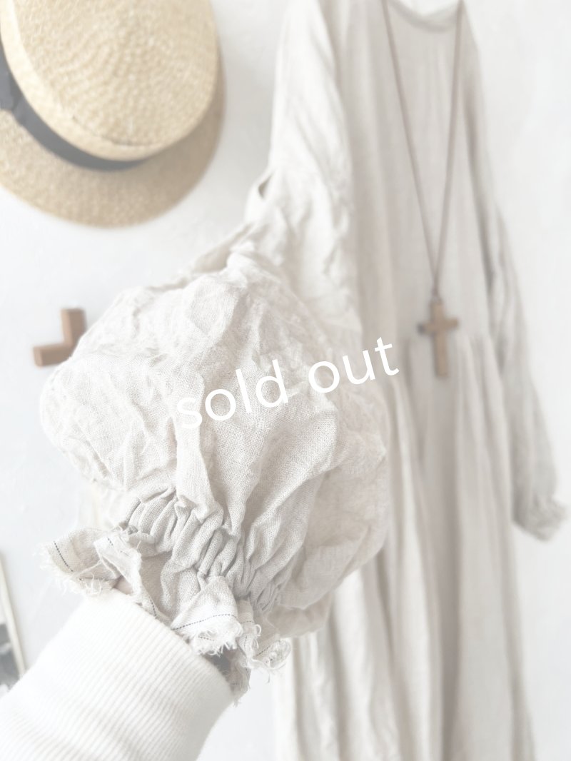 画像5: MARCHE' DE SOEUR／オランダリネン ギャザーワンピース・生成り (5)