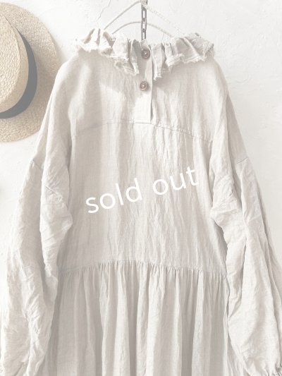 画像9: MARCHE' DE SOEUR／オランダリネン ラッフルギャザーワンピース・生成り