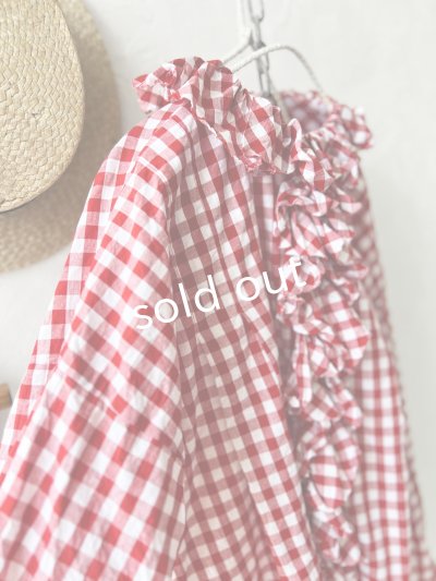 画像6: MARCHE' DE SOEUR／フローフリルブラウス・赤ギンガム