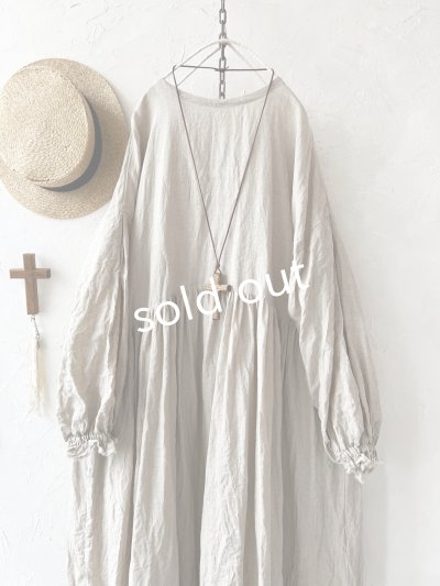 画像2: MARCHE' DE SOEUR／オランダリネン ギャザーワンピース・生成り