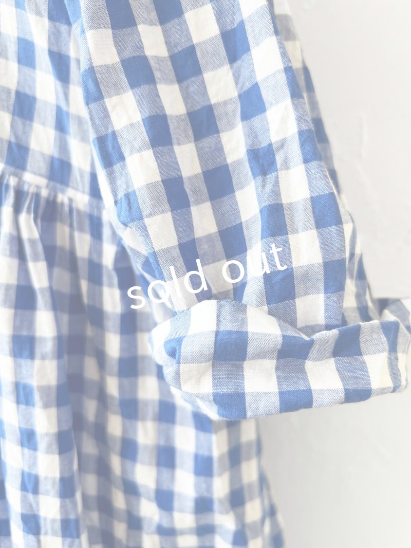 画像5: MARCHE' DE SOEUR／スキッパーギャザーワンピース・青ギンガム (5)