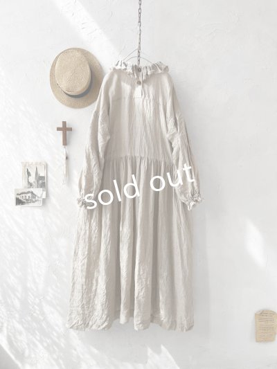 画像8: MARCHE' DE SOEUR／オランダリネン ラッフルギャザーワンピース・生成り