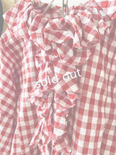 画像4: MARCHE' DE SOEUR／フローフリルブラウス・赤ギンガム