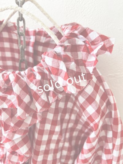 画像3: MARCHE' DE SOEUR／フローフリルブラウス・赤ギンガム