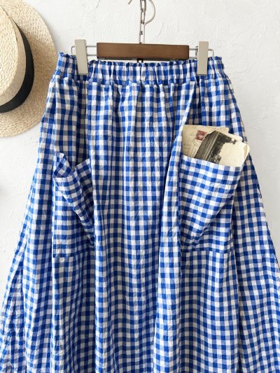 画像2: MARCHE' DE SOEUR／ポケットスカート・青ギンガム