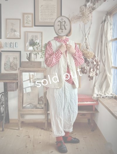 画像9: MARCHE' DE SOEUR／タックフリルカラーブラウス・赤ギンガム