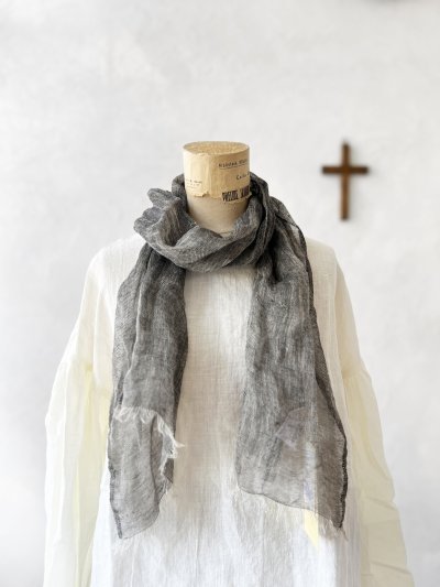 画像4: Branch m'／リネンガーゼストール・ブラック