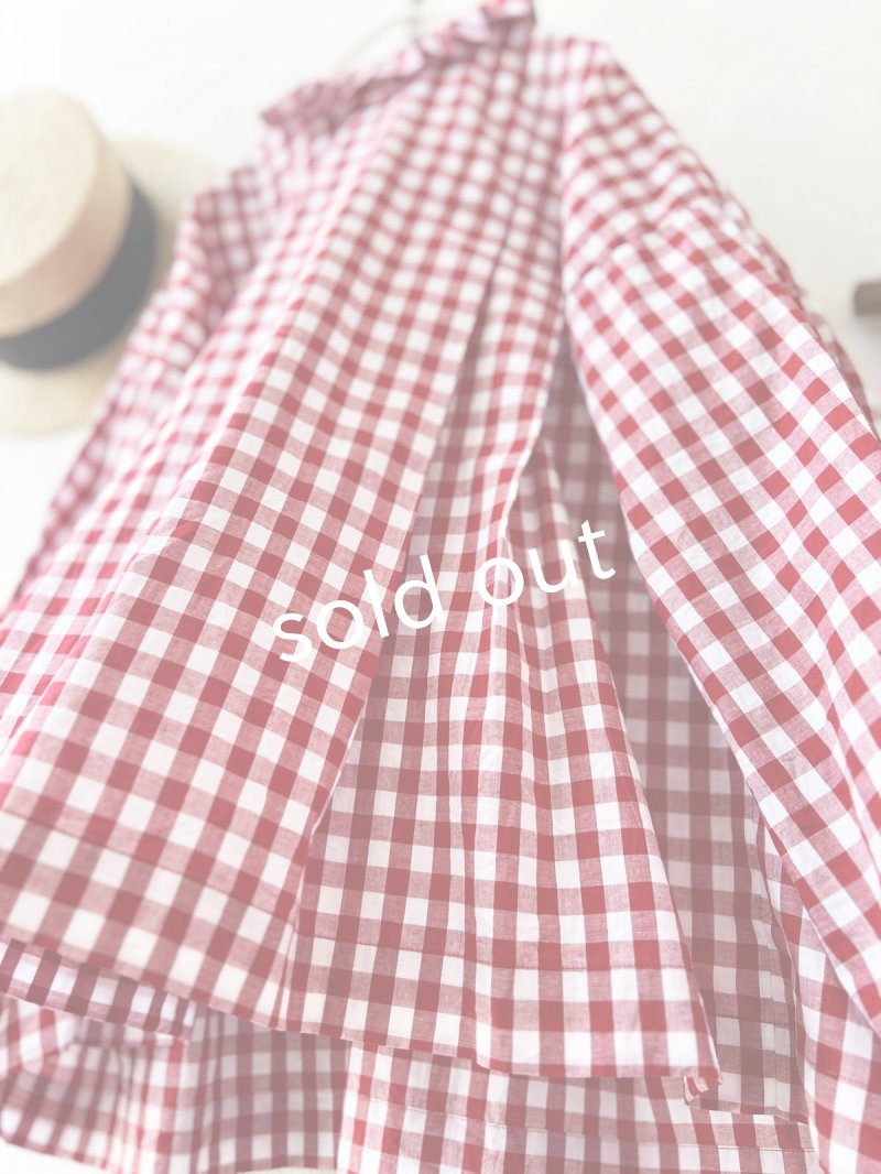 画像5: MARCHE' DE SOEUR／タックフリルカラーブラウス・赤ギンガム (5)