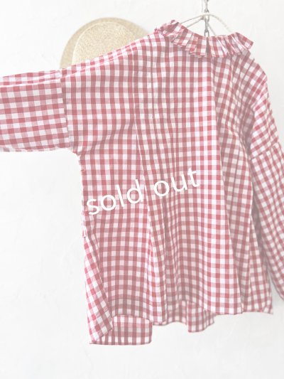 画像6: MARCHE' DE SOEUR／タックフリルカラーブラウス・赤ギンガム