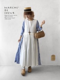 MARCHE' DE SOEUR／スキッパーギャザーワンピース・青ギンガム