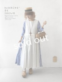 MARCHE' DE SOEUR／スキッパーギャザーワンピース・青ギンガム