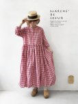 画像1: MARCHE' DE SOEUR／スキッパーギャザーワンピース・赤ギンガム (1)