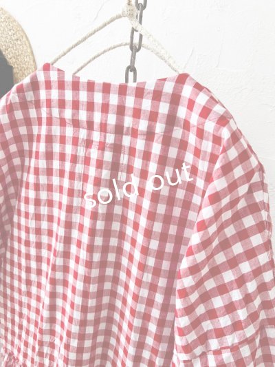 画像10: MARCHE' DE SOEUR／スキッパーギャザーワンピース・赤ギンガム