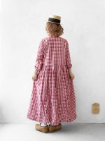 画像13: MARCHE' DE SOEUR／スキッパーギャザーワンピース・赤ギンガム (13)