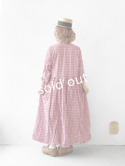 画像13: MARCHE' DE SOEUR／スキッパーギャザーワンピース・赤ギンガム