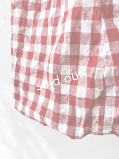 画像7: MARCHE' DE SOEUR／スキッパーギャザーワンピース・赤ギンガム