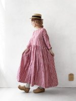 画像12: MARCHE' DE SOEUR／スキッパーギャザーワンピース・赤ギンガム (12)