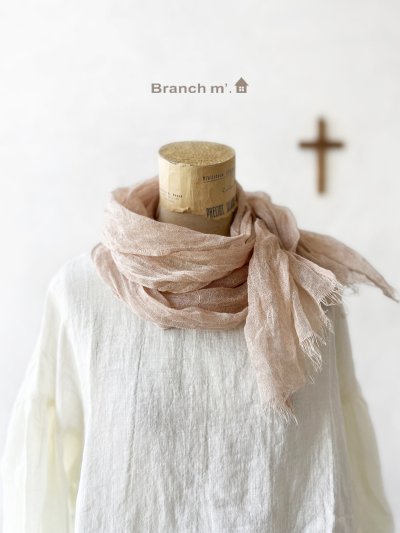 画像1: Branch m'／リネンガーゼストール・ライトピンク