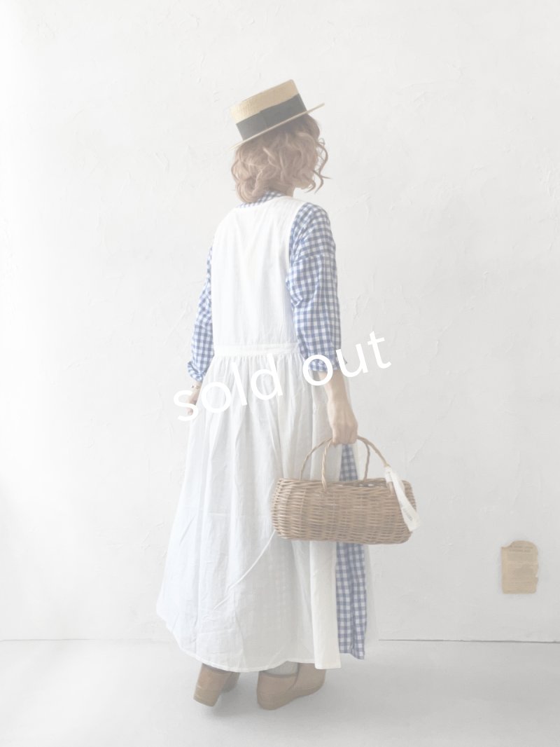 画像12: MARCHE' DE SOEUR／スキッパーギャザーワンピース・青ギンガム (12)