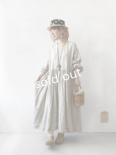 画像11: MARCHE' DE SOEUR／オランダリネン ギャザーワンピース・生成り