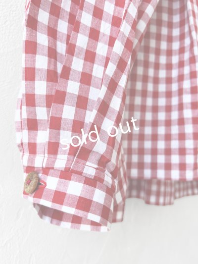 画像4: MARCHE' DE SOEUR／タックフリルカラーブラウス・赤ギンガム
