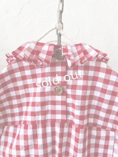 画像8: MARCHE' DE SOEUR／タックフリルカラーブラウス・赤ギンガム