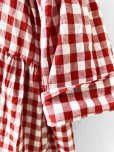 画像5: MARCHE' DE SOEUR／スキッパーギャザーワンピース・赤ギンガム (5)