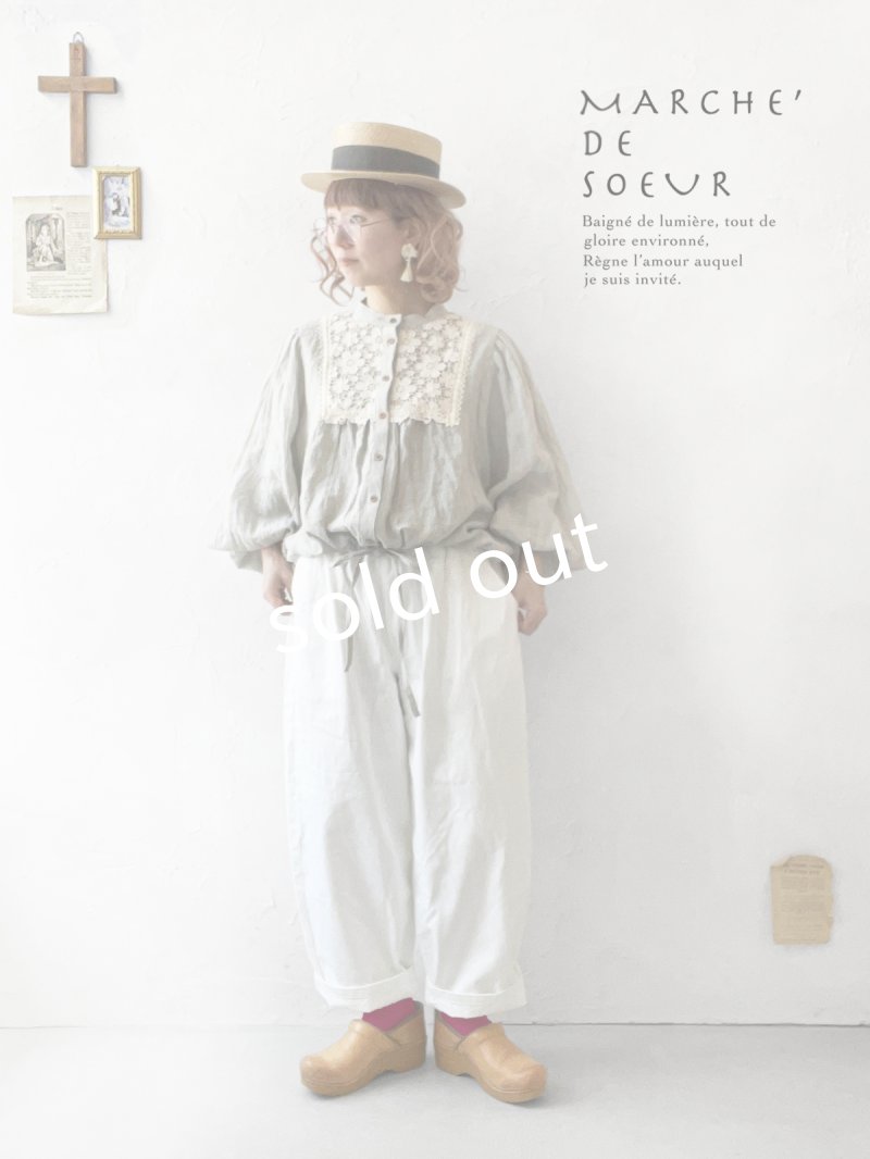 画像12: MARCHE' DE SOEUR／大きなバルーン袖のブラウス・うすグレーB (12)
