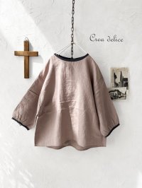 Crea delice／パイピングりぼんブラウス・アッシュピンク