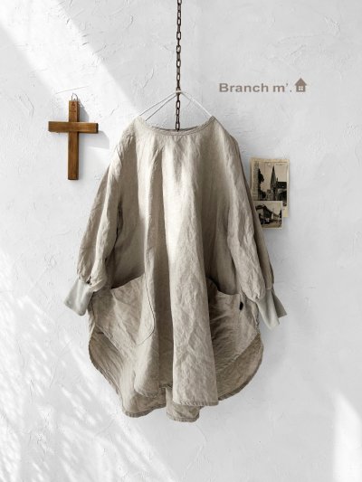 画像1: Branch m'／リネンチュニック・生成り
